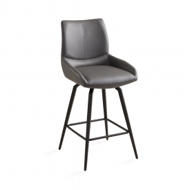 Nona Counter Chair: Grey Leatherette